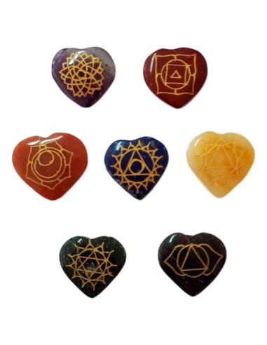 Photo de Pochette des 7 chakras palets en coeur - Encens.fr - Boutique ésotérique en ligne - vente de Pochette des 7 chakras pal