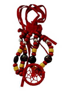Photo de Bracelet attrape-rêve rouge avec perles - Encens.fr - Boutique ésotérique en ligne - vente de Bracelet attrape-rêve rou