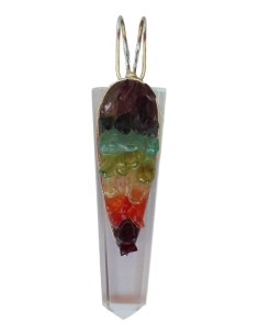 Photo de Pendentif des 7 chakras en cristal de roche - Encens.fr - Boutique ésotérique en ligne - vente de Pendentif des 7 chakr