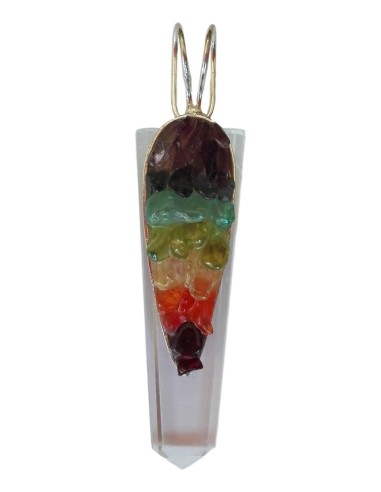 Photo de Pendentif des 7 chakras en cristal de roche - Encens.fr - Boutique ésotérique en ligne - vente de Pendentif des 7 chakr