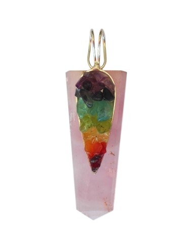 Photo de Pendentif des 7 chakras en quartz rose - Encens.fr - Boutique ésotérique en ligne - vente de Pendentif des 7 chakras en