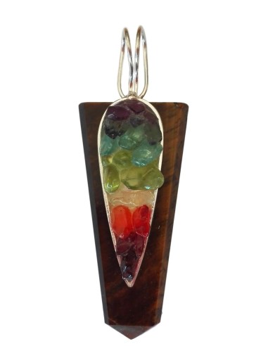 Photo de Pendentif des 7 chakras en oeil de tigre - Encens.fr - Boutique ésotérique en ligne - vente de Pendentif des 7 chakras 