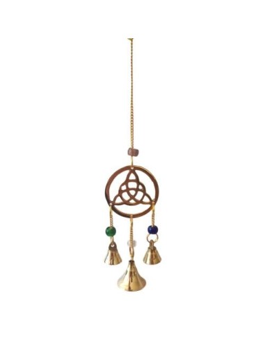 Photo de Carillon en laiton avec clochettes et symbole triquetra - Encens.fr - Boutique ésotérique en ligne - vente de Carillon 