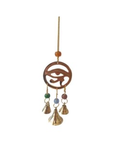 Photo de Carillon en laiton avec clochettes et symbole oeil d'horus - Encens.fr - Boutique ésotérique en ligne - vente de Carill