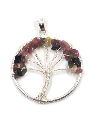 Photo de Pendentif arbre de vie en tourmaline multicolore - Encens.fr - Boutique ésotérique en ligne - vente de Pendentif arbre 