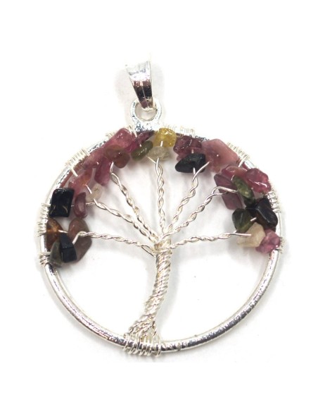 Photo de Pendentif arbre de vie en tourmaline multicolore - Encens.fr - Boutique ésotérique en ligne - vente de Pendentif arbre 