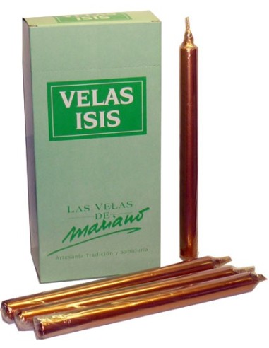 Photo de Boîte de 18 bougies Velas Isis I cuivre - Encens.fr - Boutique ésotérique en ligne - vente de Boîte de 18 bougies Velas