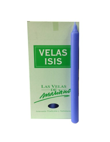 Photo de Boîte de 18 bougies Velas Isis I bleu ciel - Encens.fr - Boutique ésotérique en ligne - vente de Boîte de 18 bougies Ve
