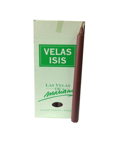 Photo de Boîte de 18 bougies Velas Isis I marron fonçé - Encens.fr - Boutique ésotérique en ligne - vente de Boîte de 18 bougies