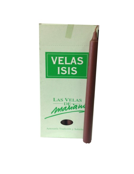Photo de Boîte de 18 bougies Velas Isis I marron fonçé - Encens.fr - Boutique ésotérique en ligne - vente de Boîte de 18 bougies
