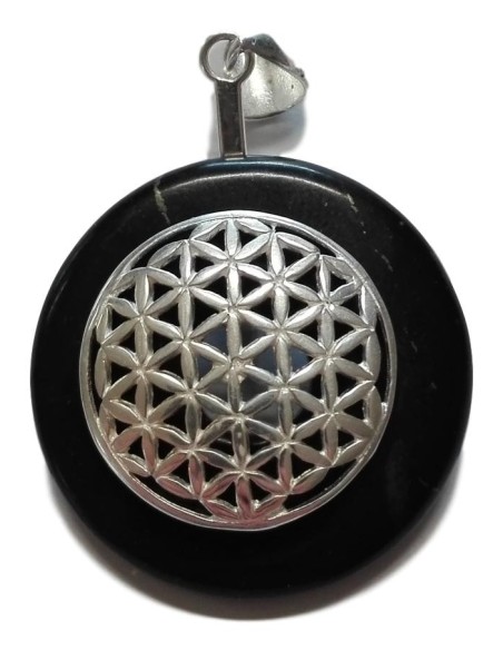 Photo de Pendentif donut avec fleur de vie en shungite - Encens.fr - Boutique ésotérique en ligne - vente de Pendentif donut ave