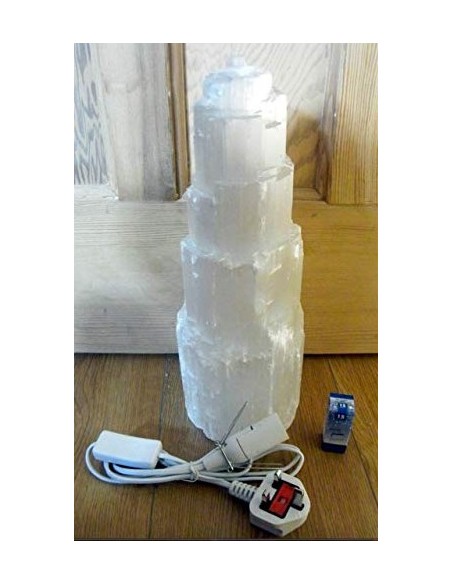 Photo de Superbe Ice Montagne massive Sélénite ampoule de lampe en cristal + Laisse - Encens.fr - Boutique ésotérique en ligne -