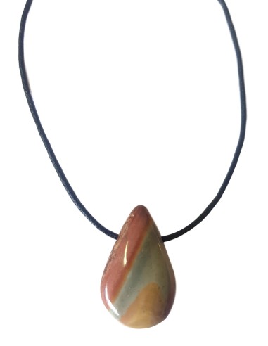 Pendentif percé en jaspe polychrome