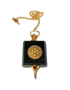 Photo de Pendule doré en Agate noire et fleur de vie - Encens.fr - Boutique ésotérique en ligne - vente de Pendule doré en Agate