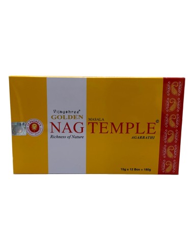 Photo de Boite d'encens 12 étuis de 15 grammes GOLDEN Nag Temple - Encens.fr - Boutique ésotérique en ligne - vente de Boite d'e