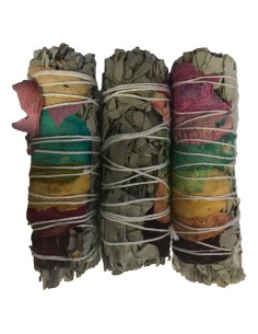 Photo de fagot sauge blanche et pétale de rose 25-30g - Encens.fr - Boutique ésotérique en ligne - vente de fagot sauge blanche 