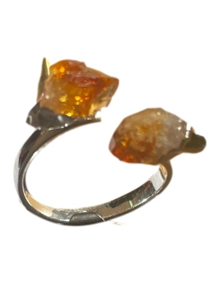 Photo de bague réglable en métal argenté et pointe en citrine - Encens.fr - Boutique ésotérique en ligne - vente de bague réglab