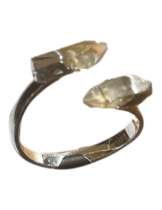 Photo de bague réglable en métal argenté et pointe de quartz fumé - Encens.fr - Boutique ésotérique en ligne - vente de bague ré