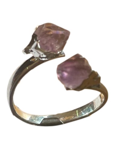 Photo de bague réglable en métal argenté et pointe d'améthyste - Encens.fr - Boutique ésotérique en ligne - vente de bague régla