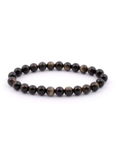 Bracelet 6 mm en obsidienne dorée - Élégance et protection pour votre poignet