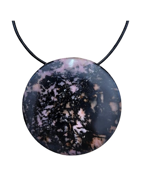Pendentif cercle en Rhodonite