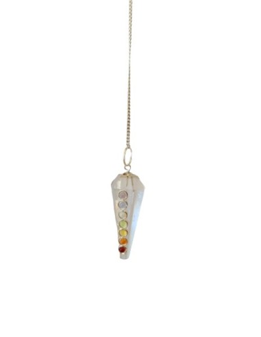Photo de Pendule facetté en cristal de roche avec barrette des 7 chakras - Encens.fr - Boutique ésotérique en ligne - vente de P