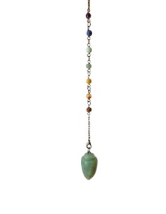 Photo de Pendule conique lisse en aventurine avec chaîne 7 chakras - Encens.fr - Boutique ésotérique en ligne - vente de Pendule