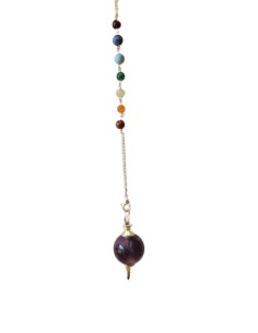 Photo de Pendule sphéroton en améthyste avec chaîne des 7 chakras - Encens.fr - Boutique ésotérique en ligne - vente de Pendule 
