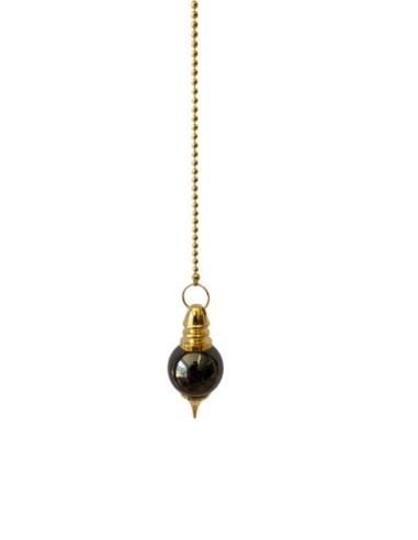 Photo de Pendule sphéroton hématite métal doré - Encens.fr - Boutique ésotérique en ligne - vente de Pendule sphéroton hématite 