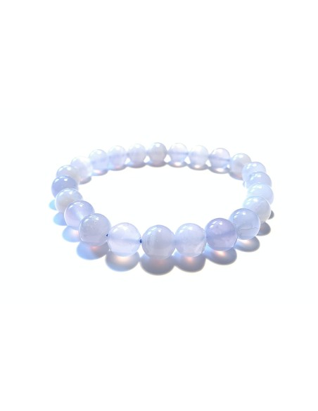 Bracelet 8 mm en calcédoine bleue - Encens.fr