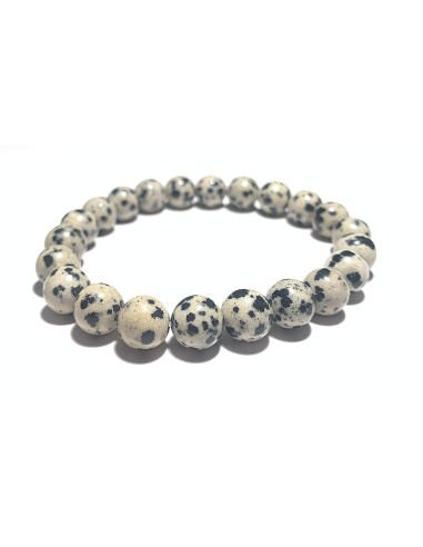 Bracelet 8 mm en jaspe dalmatien