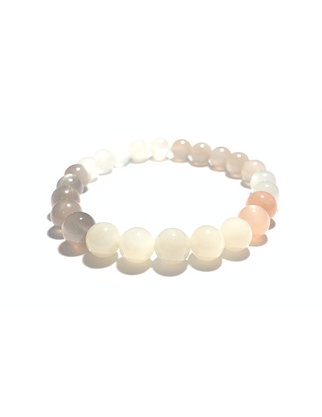 Bracelet 8 mm en Pierre de lune multicolore