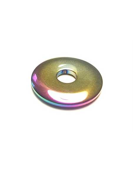 Donut 4 cm en Hematite arc en ciel - Encens.fr