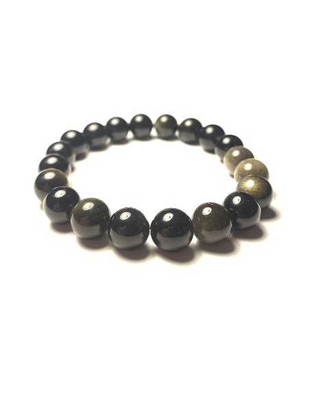Bracelet 10/12 mm en Obsidienne argentée - Encens.fr