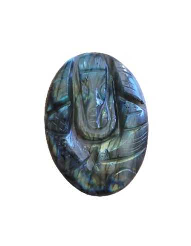 Palet gravé Ganesh XL en Labradorite