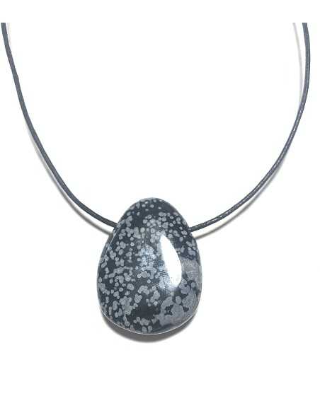Pendentif percé XL en Obsidienne neige - Minéraux | Encens.fr